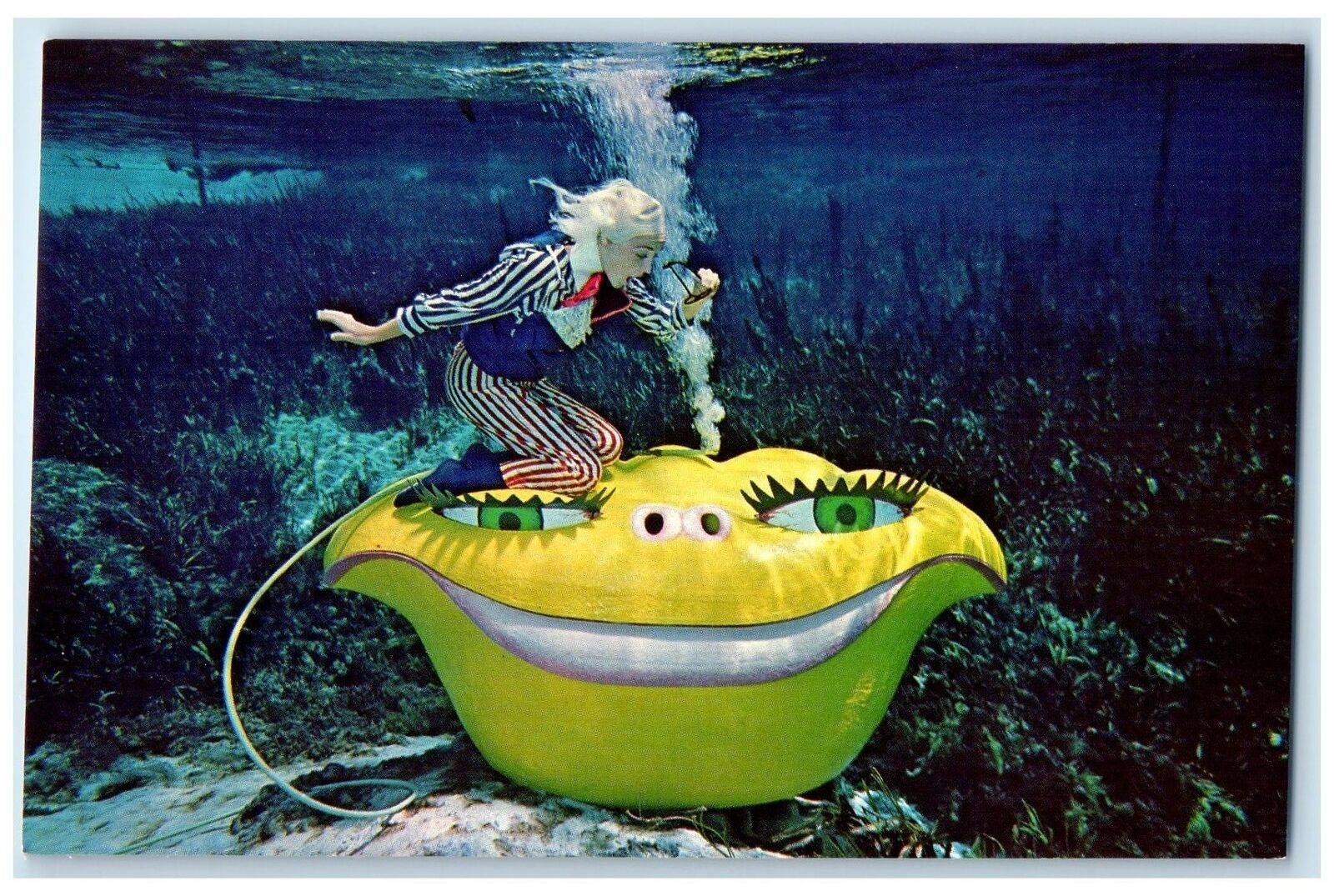 c1950's Underwater Mermaid Show Nutty Professor Weeki Wachee Florida Postcard