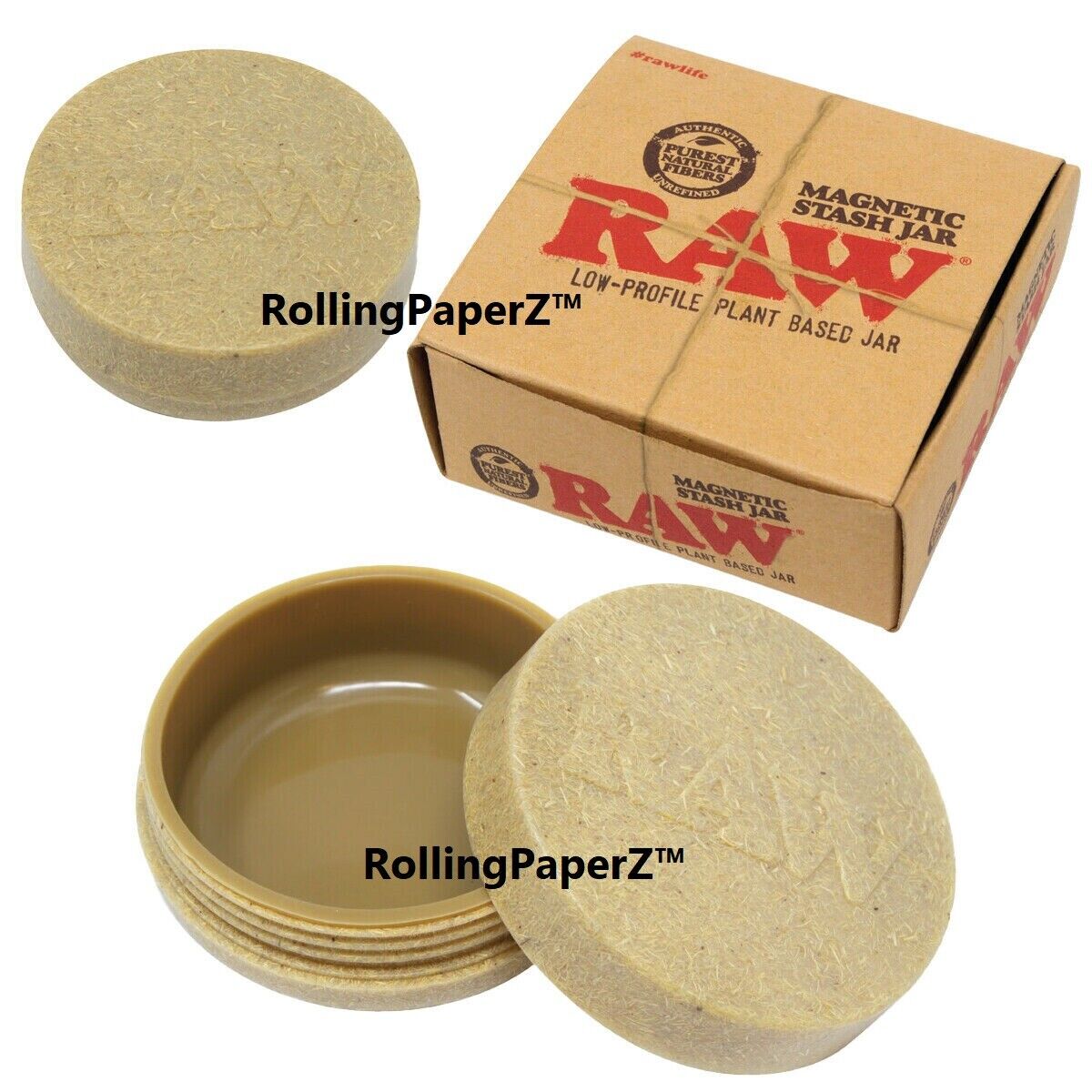 BUY TWO X RAW Magnetic Storage Pocket Jars With Silicone Insert Screw Top Lid