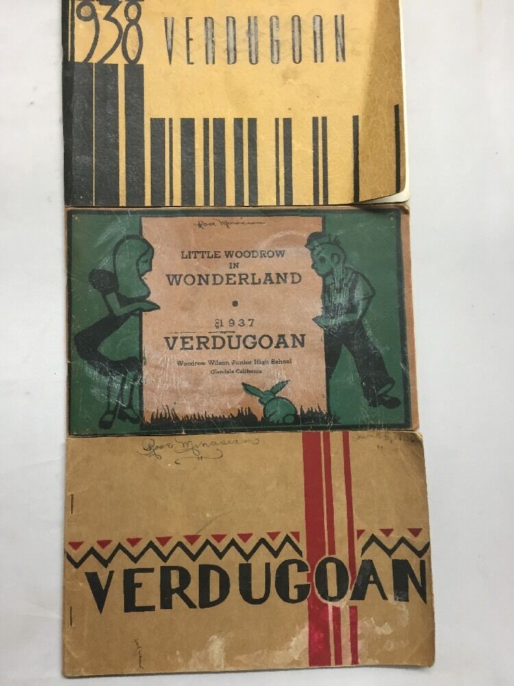 VERDUGOAN WOODROW WILSON middle School YEARBOOK 1936 1937 1938 GLENDALE CA 