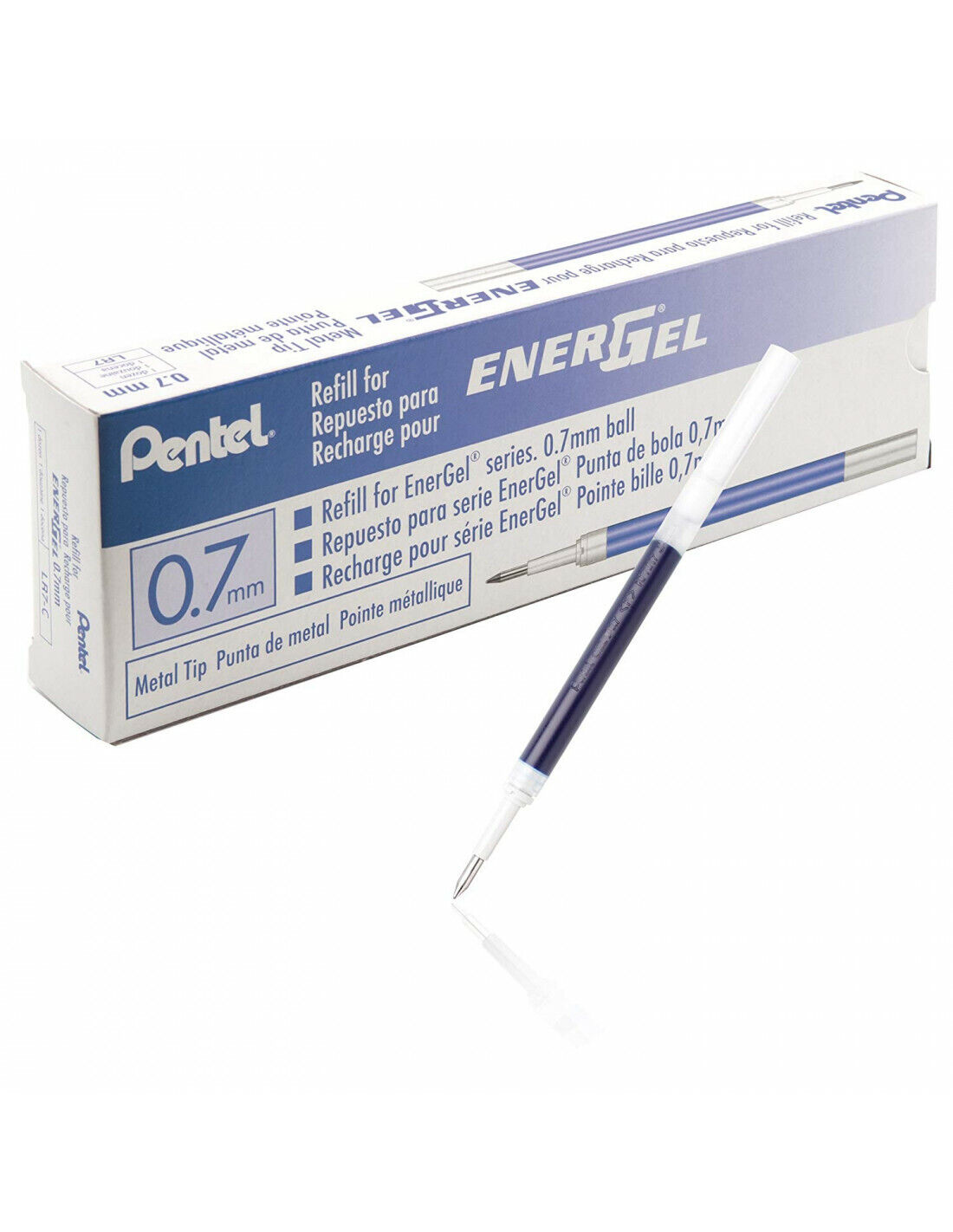 20 X Pentel LR7 Roller Refill for EnerGel Gel Pen 0.7mm Metal Tip - Blue Ink