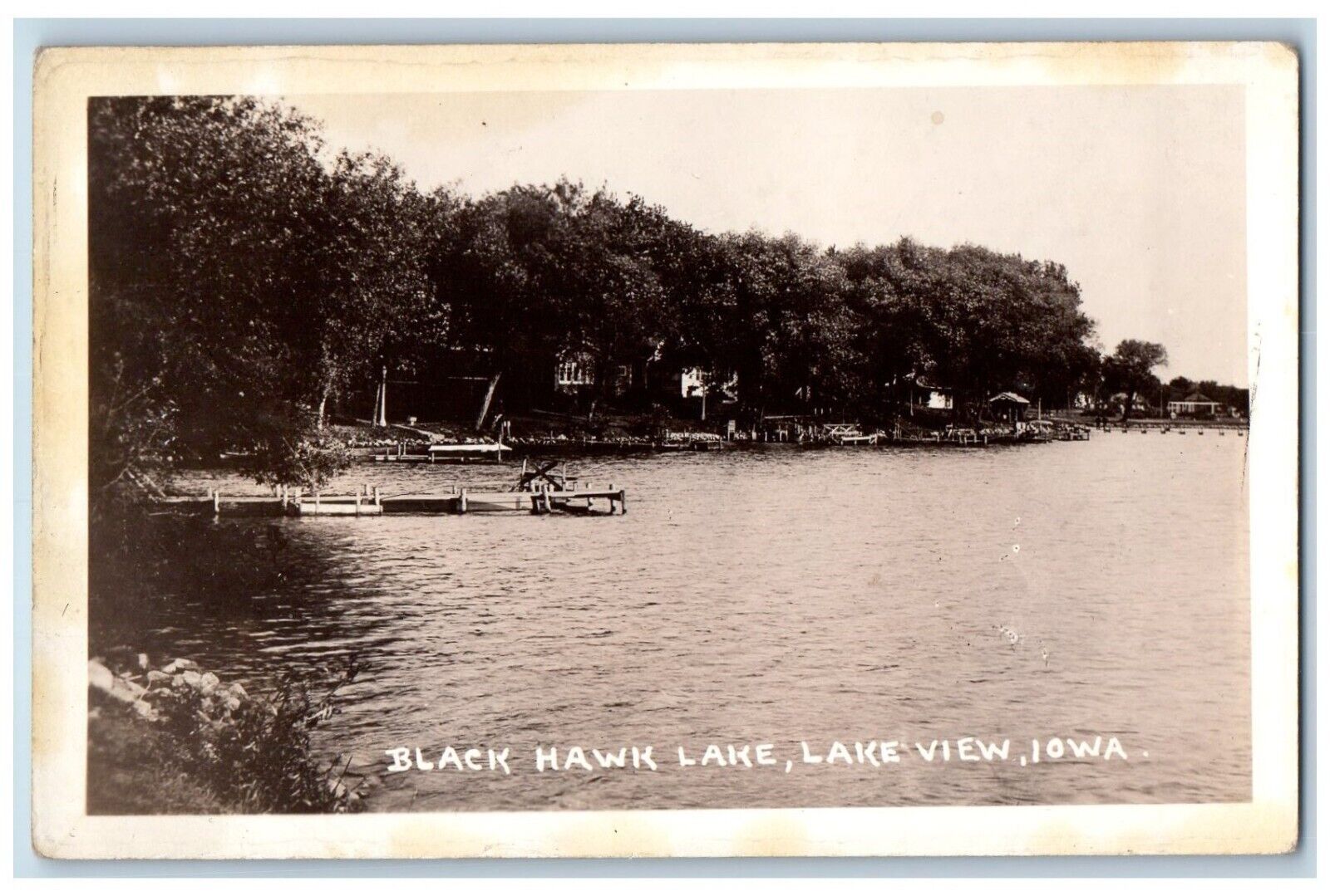 Lake View Iowa IA Postcard RPPC Photo Black Hawk Lake c1940\'s Unposted Vintage