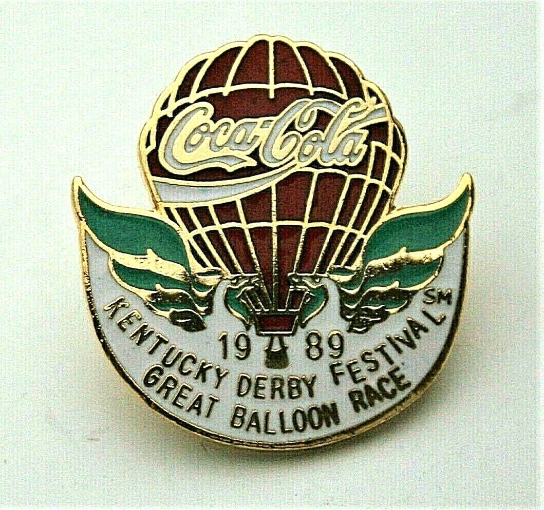 1989 Coca-Cola Coke Kentucky Derby Festival Great Balloon Race Lapel Pin Nos New
