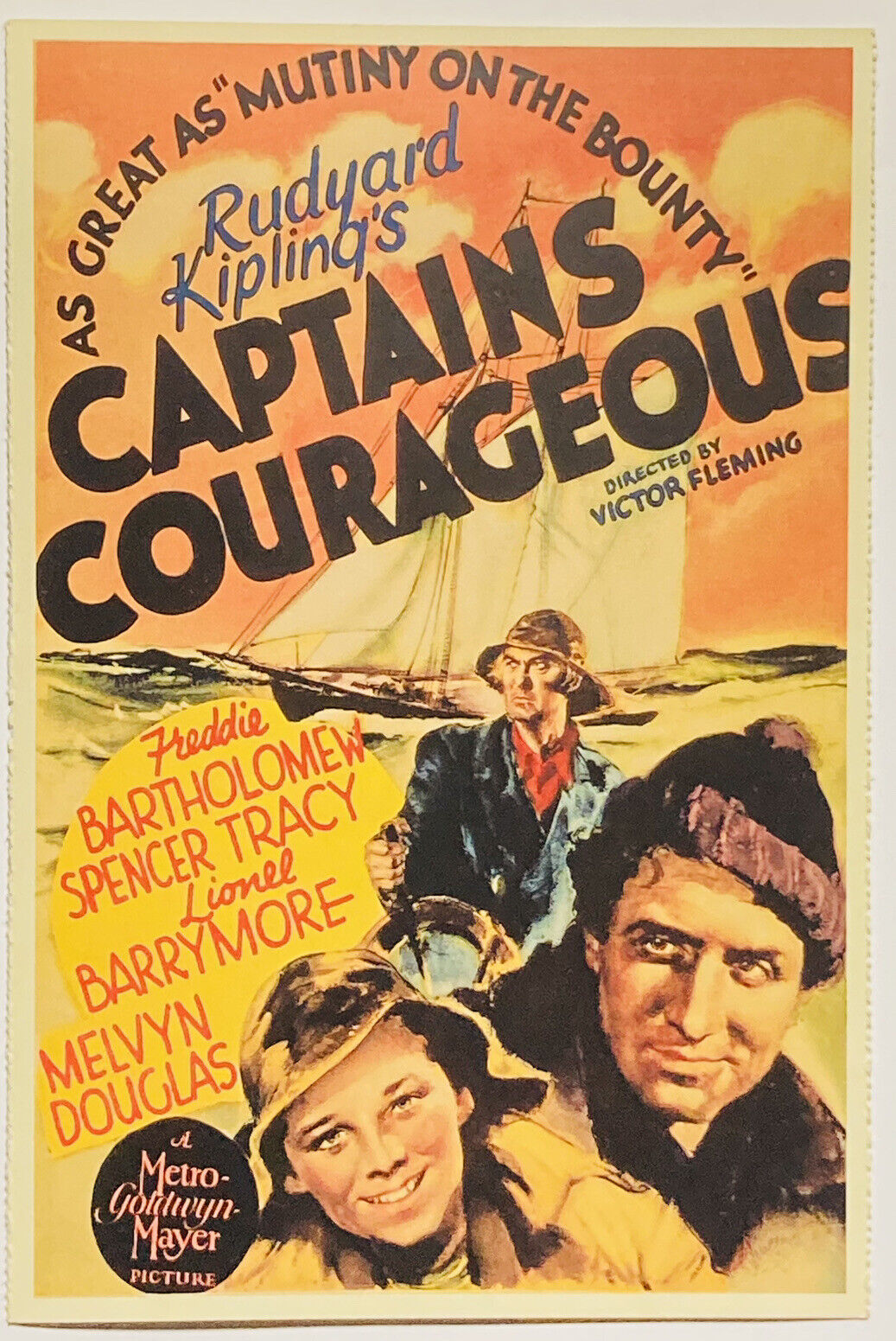Vintage Captain Courageous Movie Postcard Rudyard Kiplings Lionel Barrymore p2