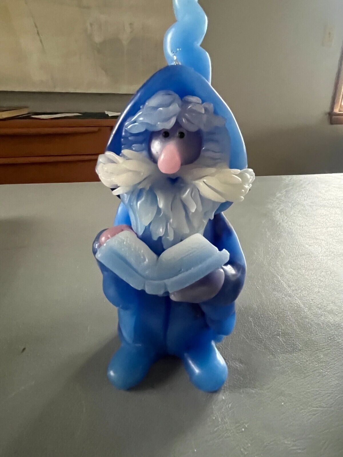 Vintage Northern Light Candle Large Blue Wizard with Book