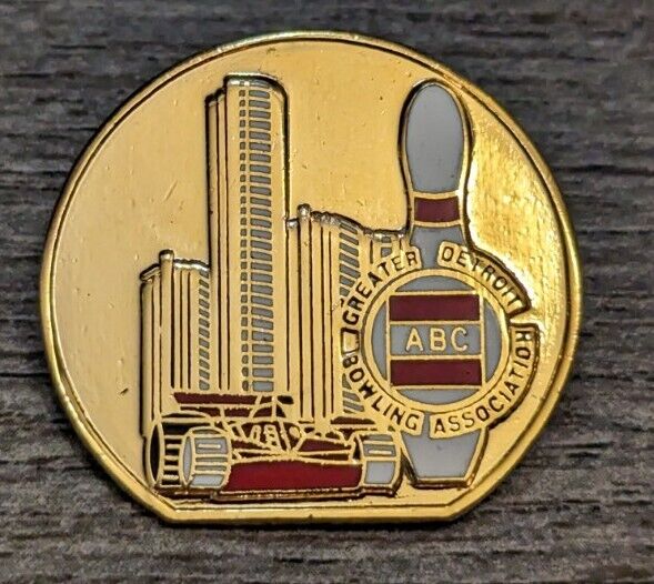 Greater Detroit Bowling Association ABC League Gold-Toned Pinback Lapel Pin