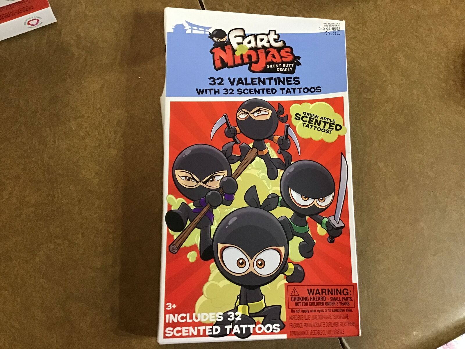Lot of 2 Fart Ninja 32ct Valentines With Scented Tattoos
