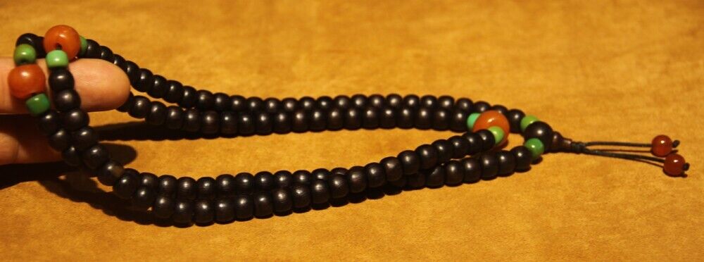Wonderful Tibetan 108P Vintage Old Buddhist Rosewood Mala Prayer Beads Amulet