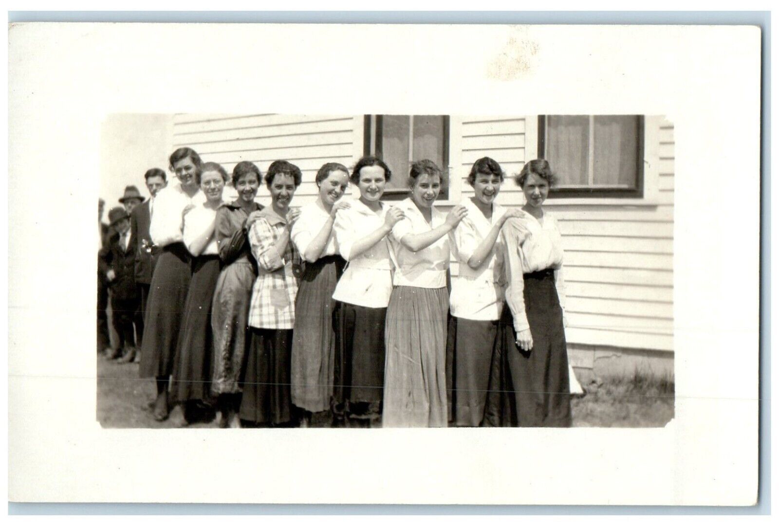c1910\'s Womens Fall In Line Nelson Nebraska NE RPPC Photo Antique Postcard