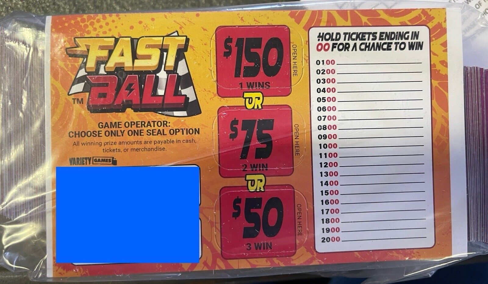NEW pull tickets Fast Ball Flash- Seal Card Tabs