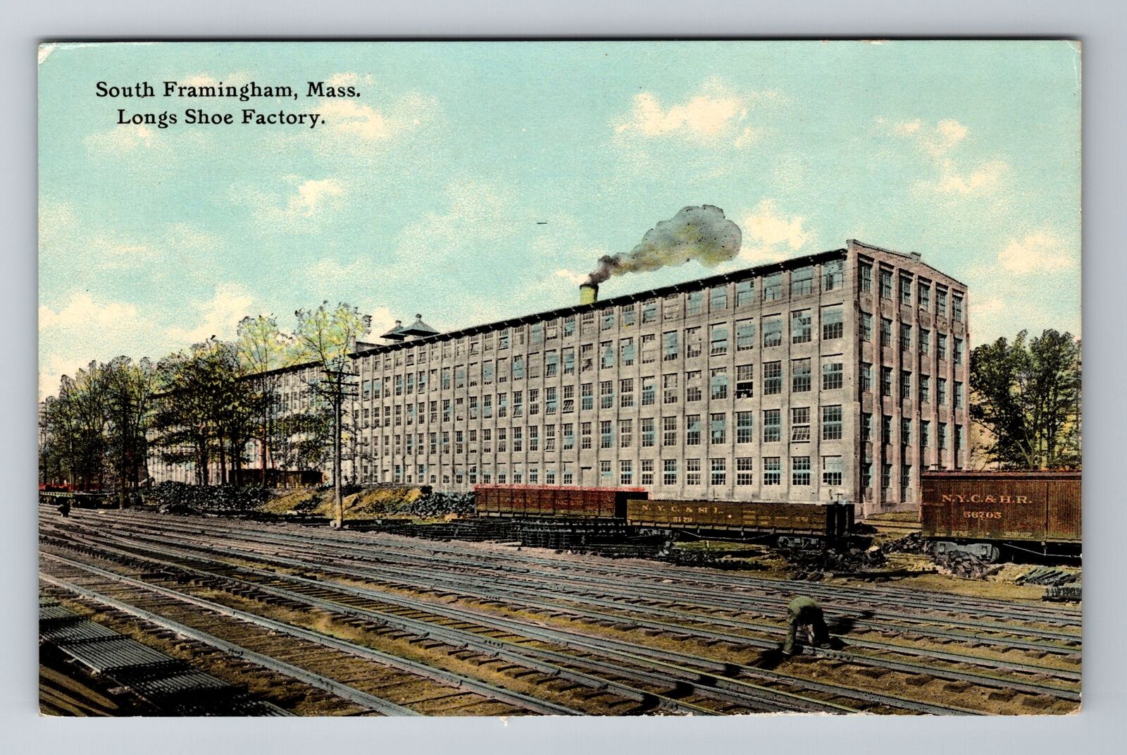 South Framingham MA-Massachusetts, Longs Shoe Factory, Antique, Vintage Postcard