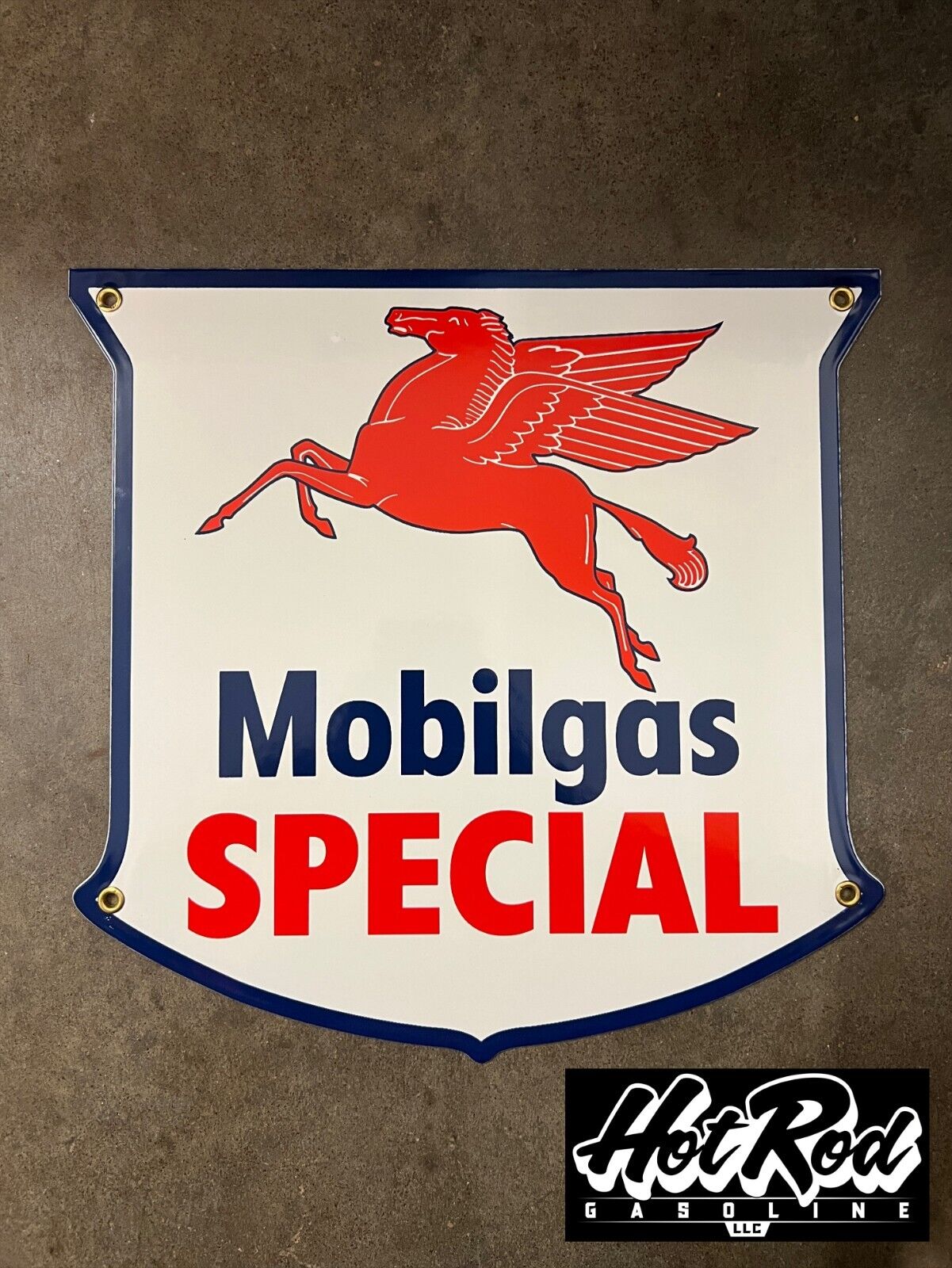 MOBIL Mobilgas Special Shield Porcelain Sign