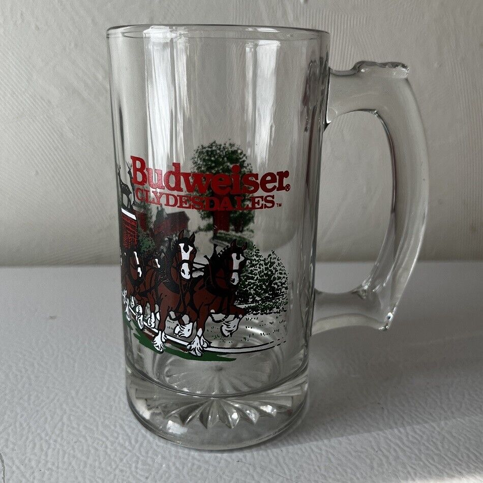 Vintage Budweiser Clydesdale Christmas Beer Mug 12 oz. 1991 Anheuser-Busch Inc.