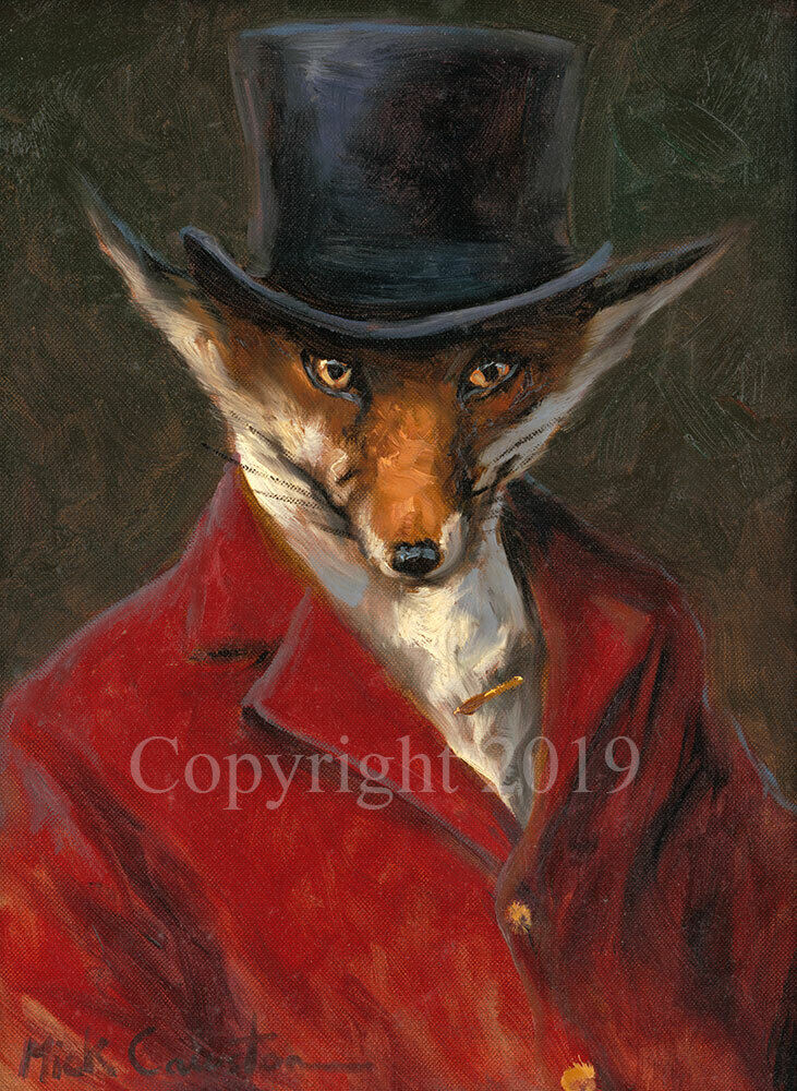 Mick Cawston 'The Master'. funny widlife Fox, fine art print 