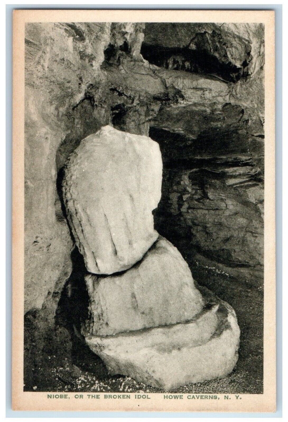 c1940 Niobe Broken Idol Rock Underground Howe Cavern New York Vintage Postcard