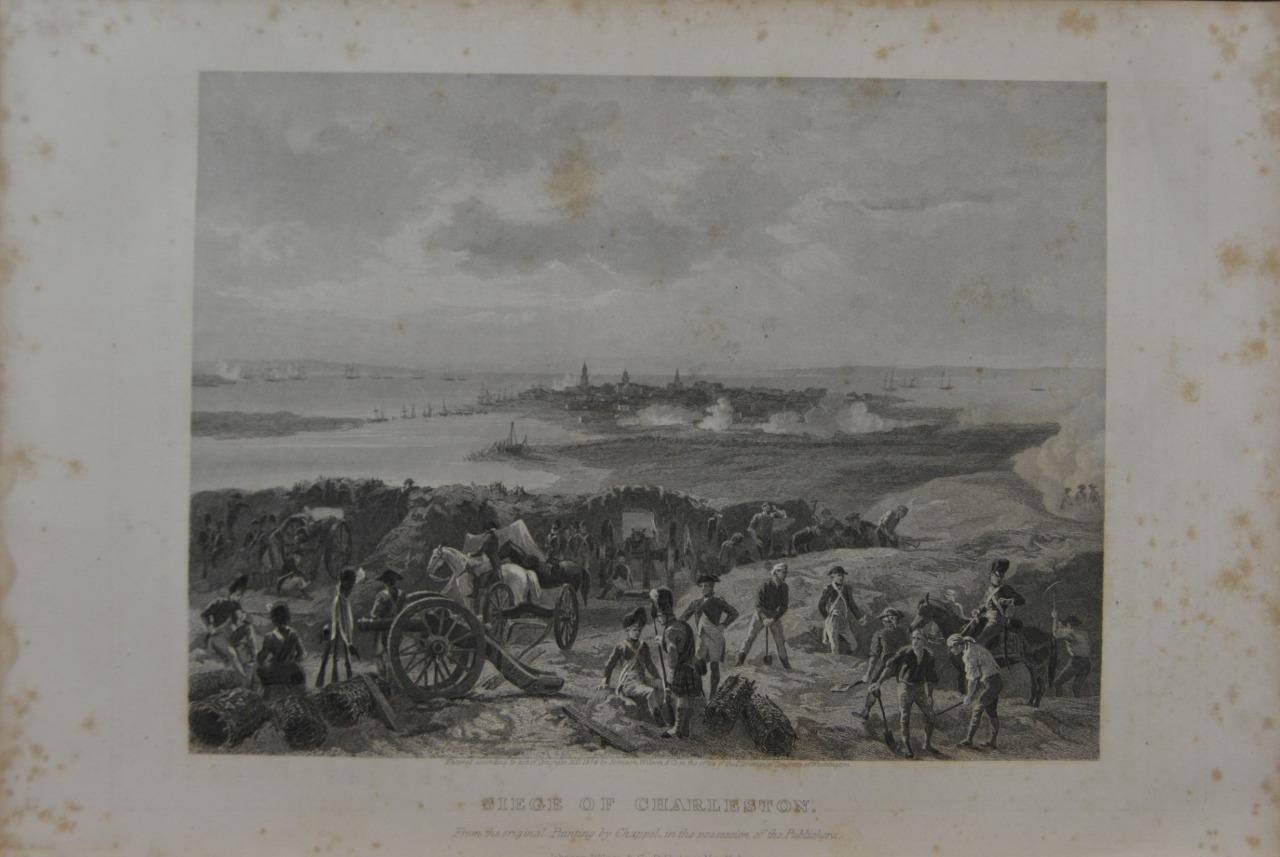 Antique Revolutionary War Siege of Charleston Original 1870\'s Engraving Art