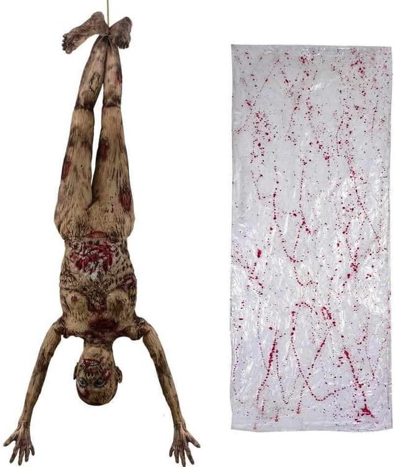 Halloween Bloody Dead Body, 5.6 Ft Latex Skinned Full Body Hanging Corpse Décor