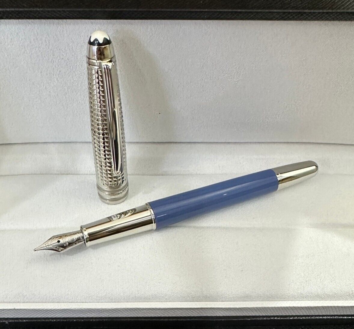 Luxury 163 Metal Series Glacier Blue+Silver Color 0.7mm nib Fountain Pen NO BOX