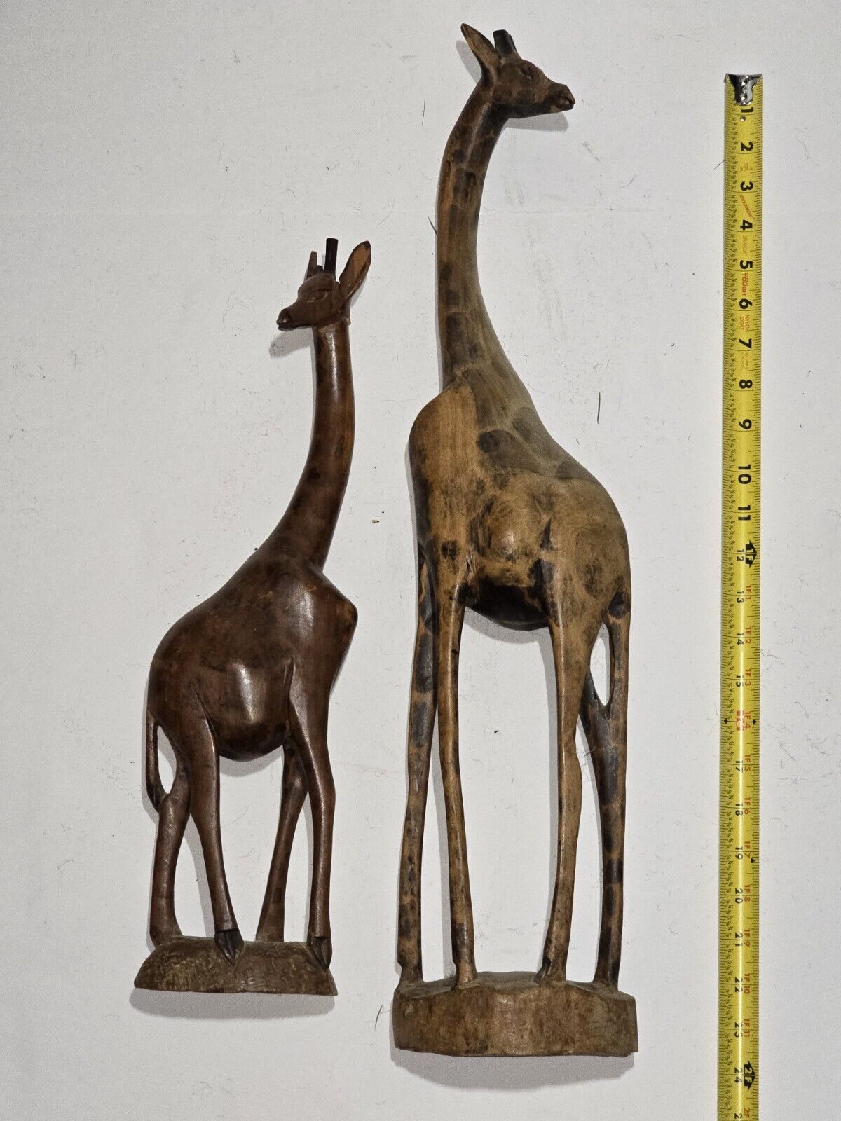 Set Of Hand Carved & Painted Wood  Giraffe Figurine Statue Sculpture Africa
