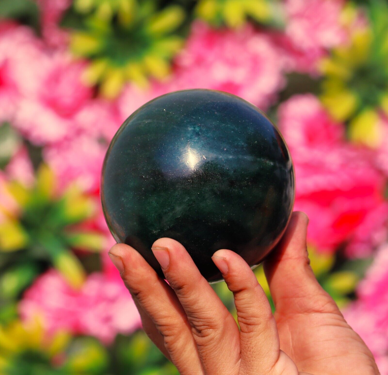 9CM Natural Green Kyanite Minerals Healing Aura Spirit Reiki Stone Sphere Ball