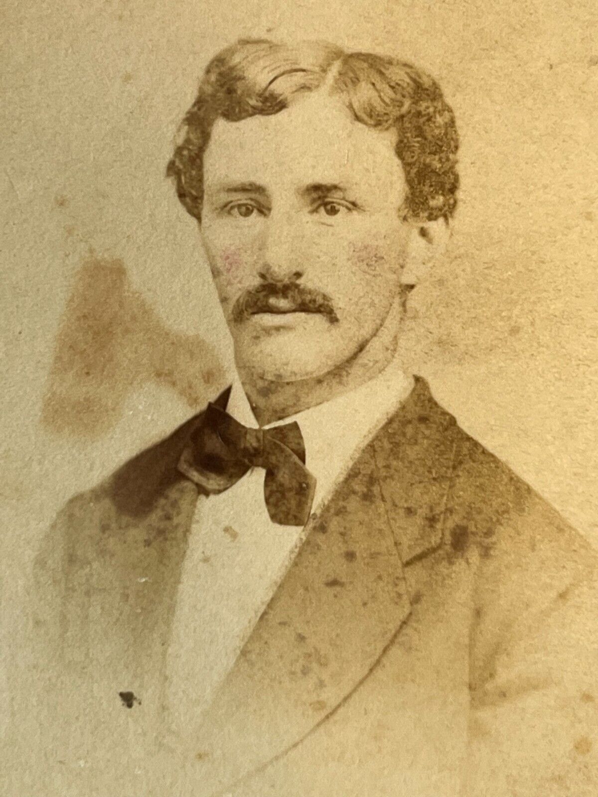 Harrisburg Pennsylvania CDV Handsome Man Mustache LeRue Lemur Vignette 1860's D8