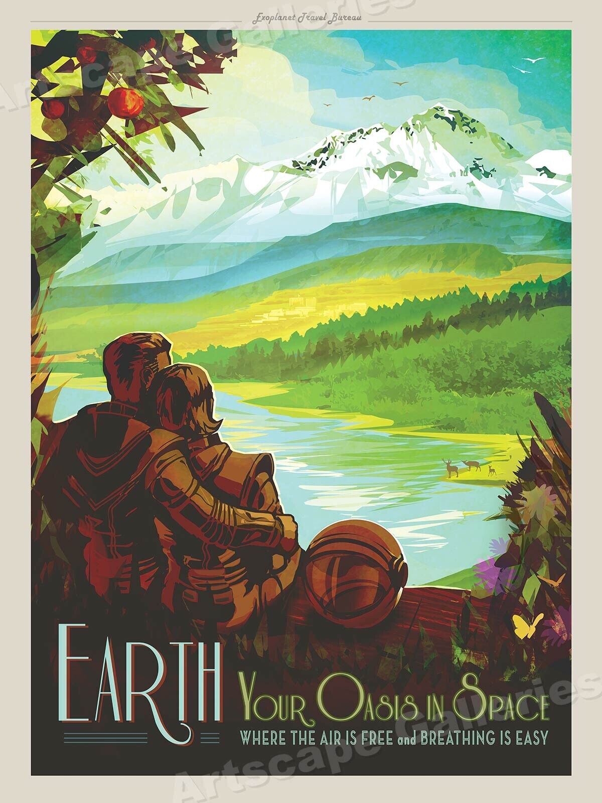 “Earth - Your Oasis is Space” Retro NASA Outer Space Travel Poster - 24x32
