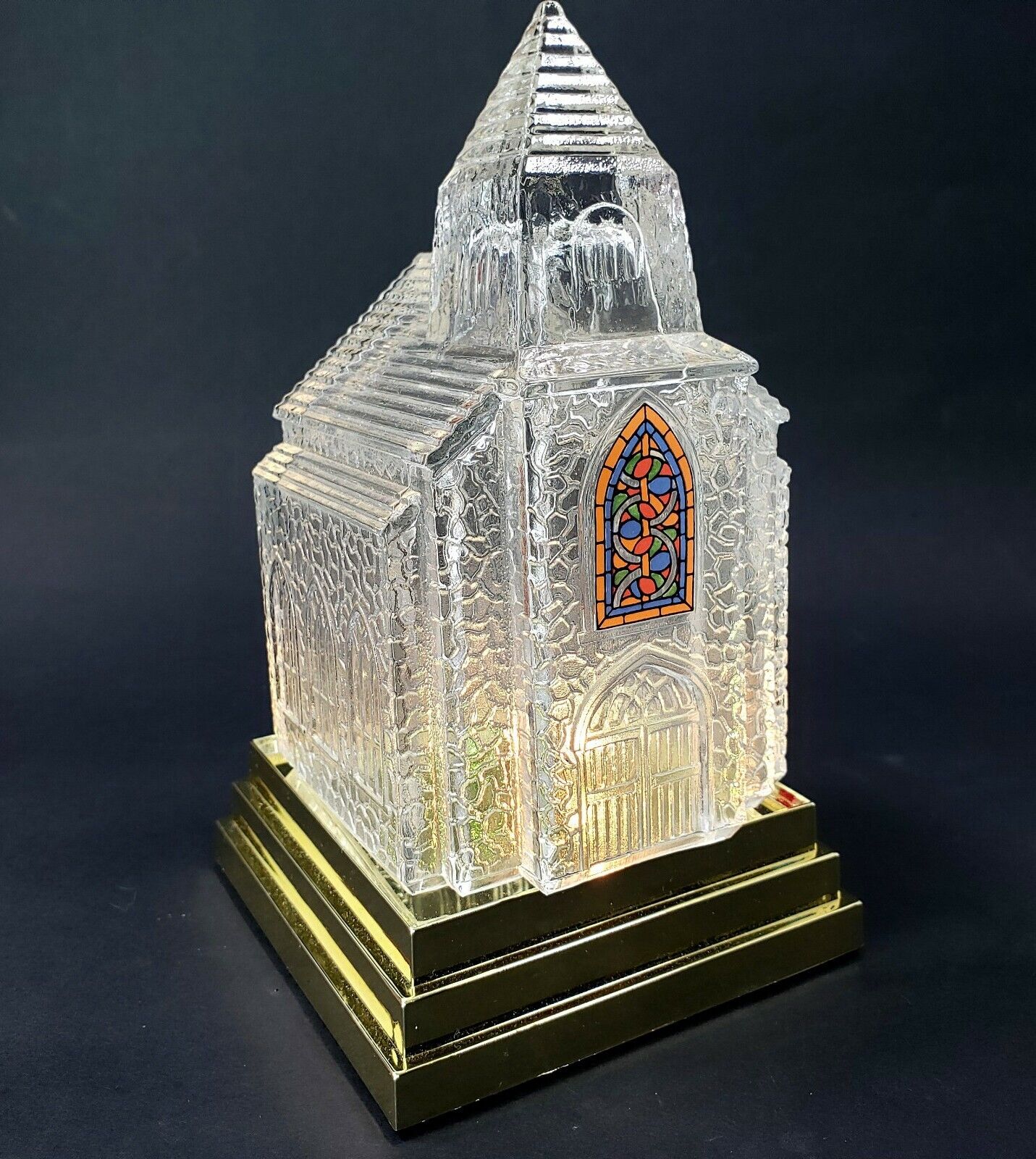 Avon Gift Collection Heavy Crystal Holiday Church Lighted ,Plays Christmas Carol