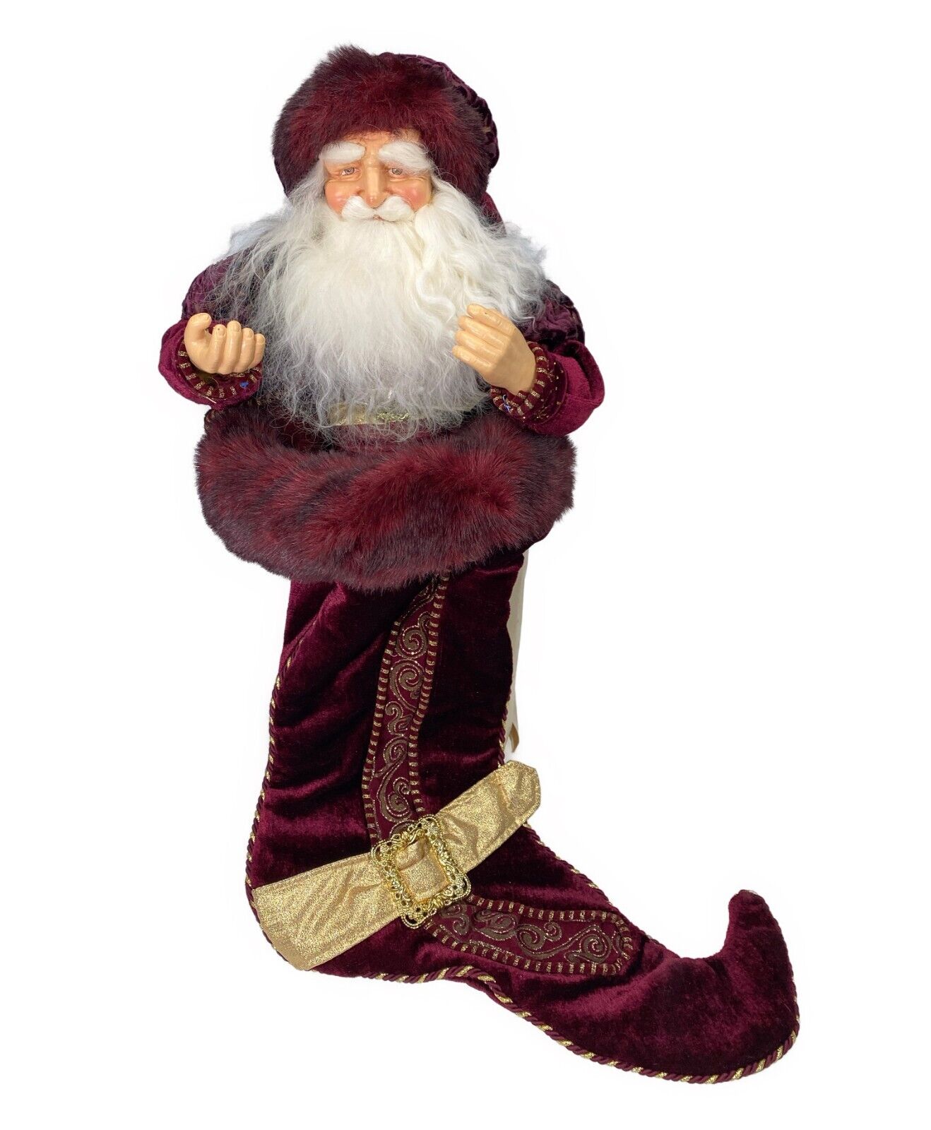 Large 3D Santa Claus Doll Stocking Father Christmas Holiday Wall Decor