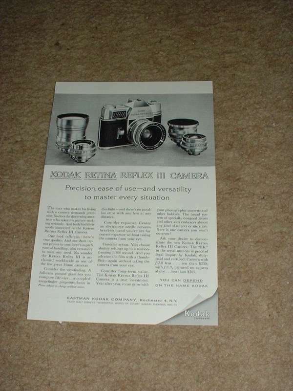 1962 Kodak Retina III Camera Ad, NICE