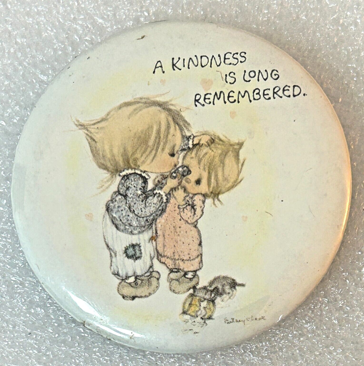 Vintage Hallmark Betsey Clark Pinback Button Kindness Is Long Remembered