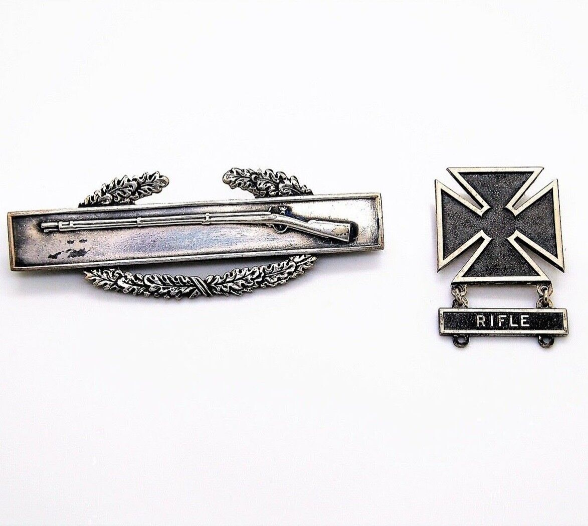 LOT OF 2 (TWO) VINTAGE 925 STERLING SILVER US ARMY WW II MILITARY PIN BROOCH