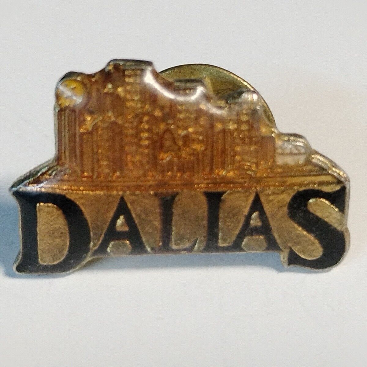 Vintage DALLAS City Skyline Souvenir Lapel Pin ~ Texas Collectible