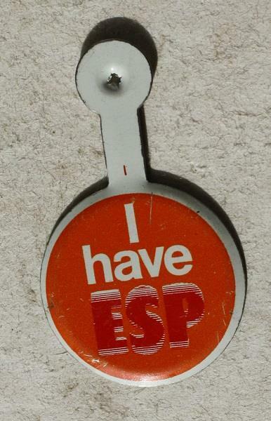 I Have ESP Extra Sensory Perception Meta Physical Vintage Lithographed Metal Tab