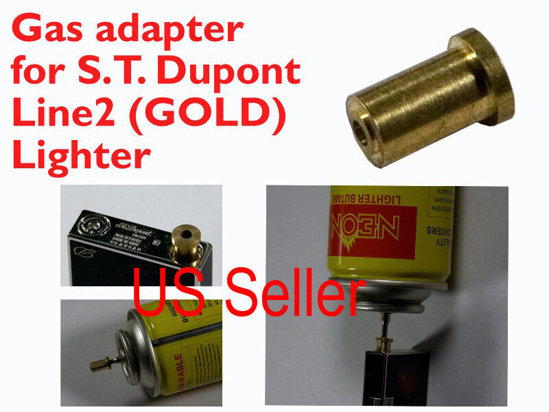 1X Gas Refill Adapter & 4 Flints for Real ST. Dupont lighter Line 1/2 Gold Cap