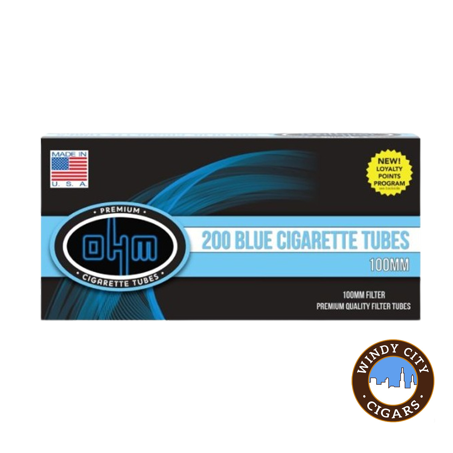 OHM Blue 100s Cigarette 200ct Tubes - 5 Boxes