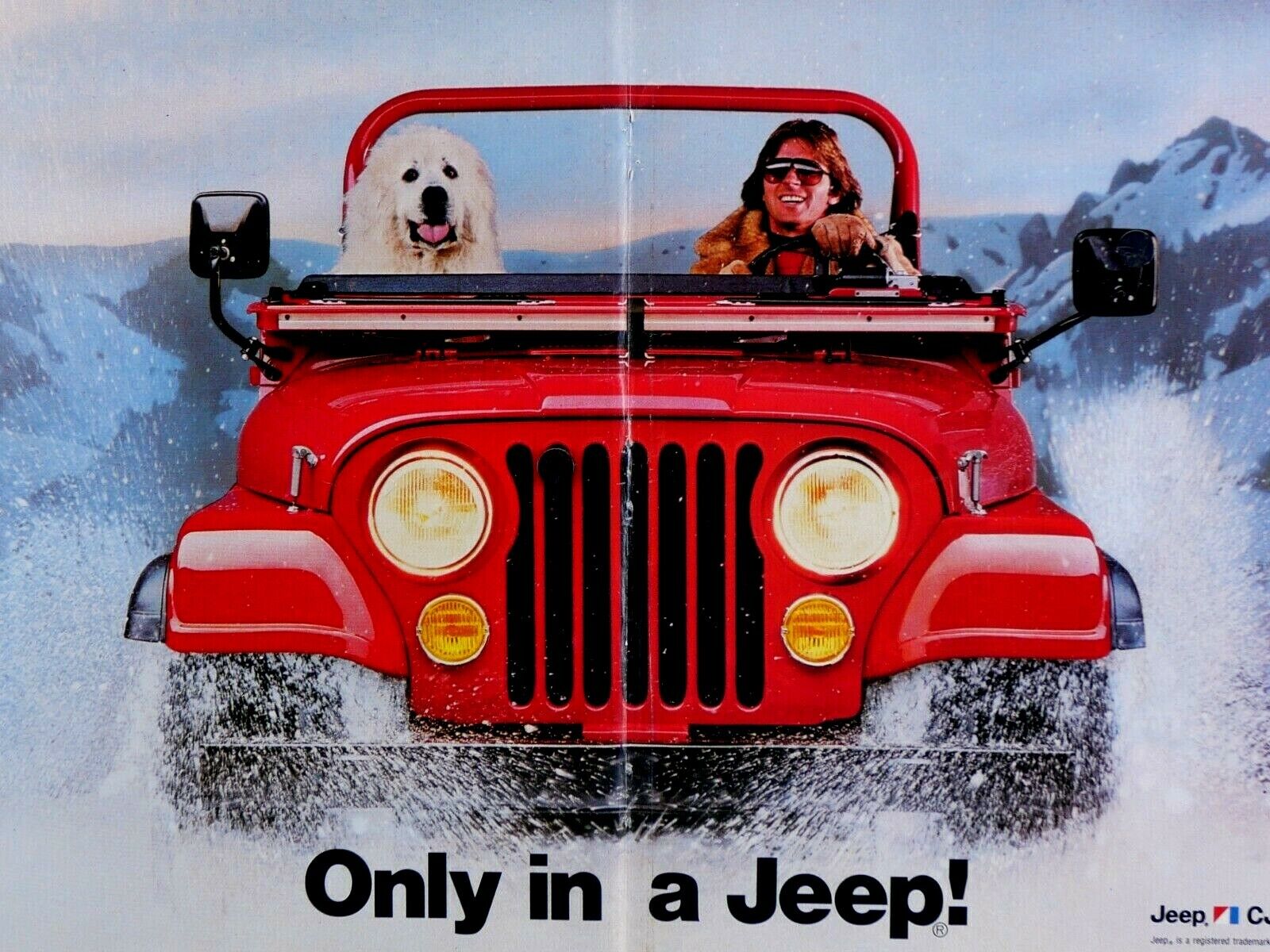 1984 Jeep Wrangler Vintage Great Pyrenees Original Print Ad Centerfold 16 x 11\