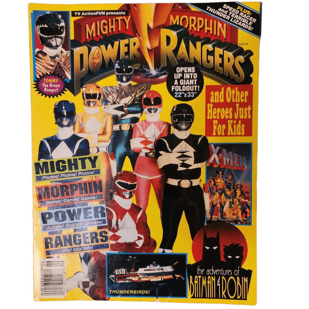 Rare 1994 Mighty Morphin Power Rangers FOX Childrens Network Foldout Poster Maga
