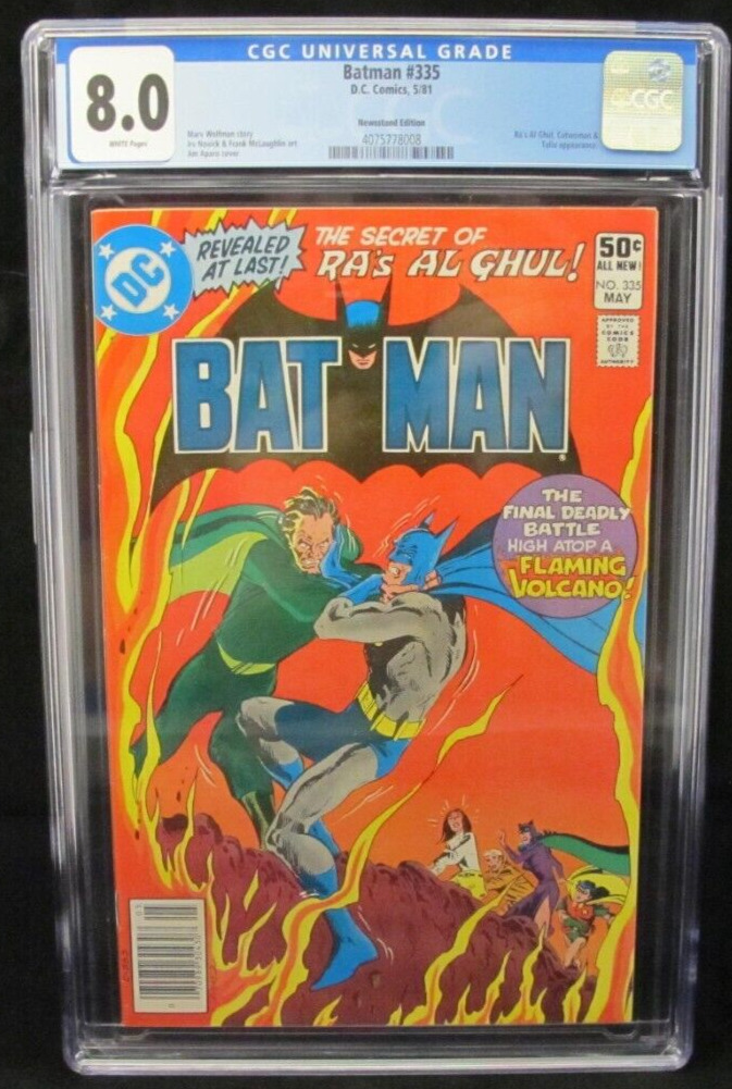 Batman #335 CGC 8.0 Very Fine DC Comics 1981 White Pages News Stand Edition