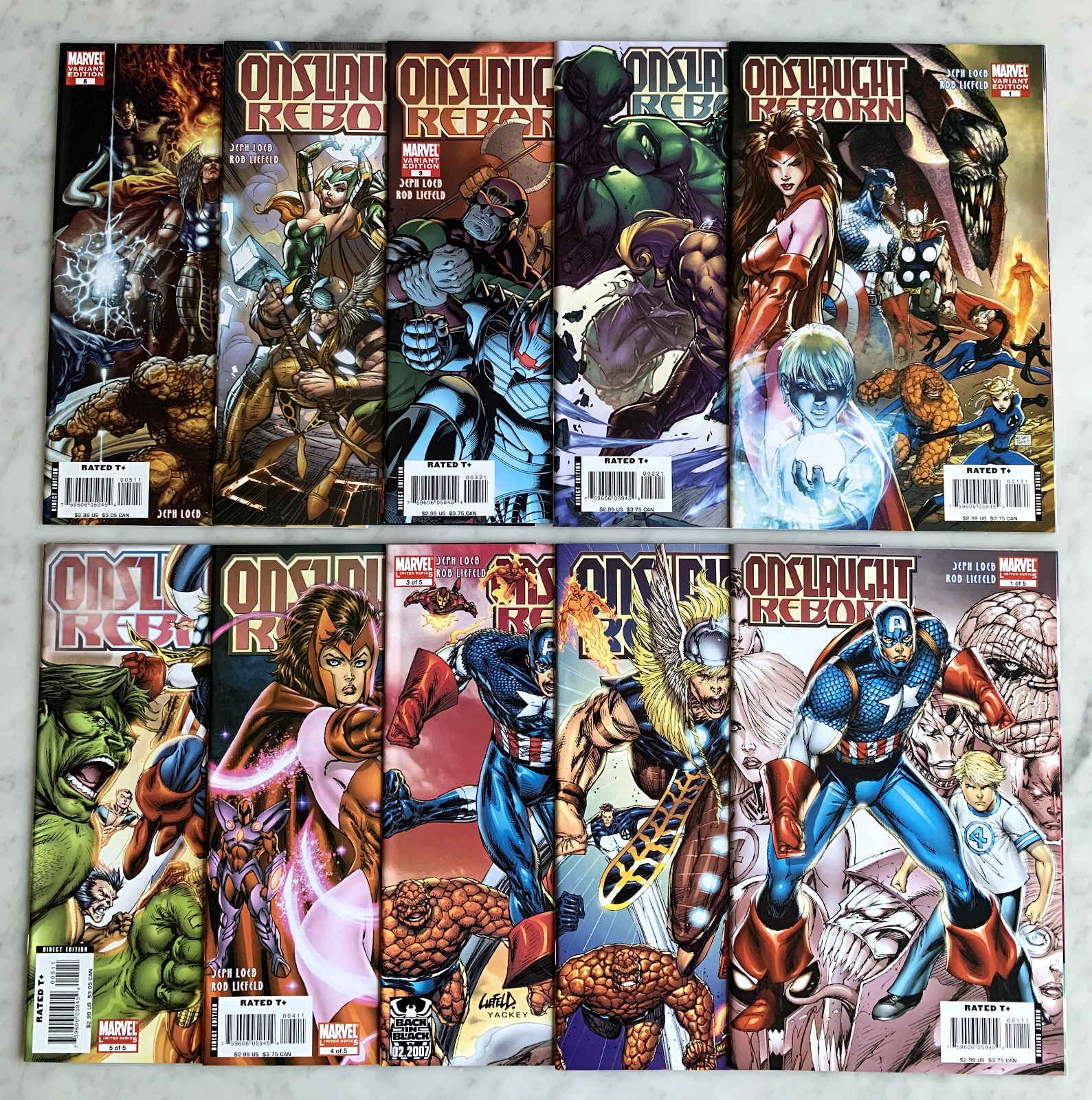 Onslaught Reborn #1 - #5 TWO Sets 10 Comics with Variants in HG (Marvel, 2007)