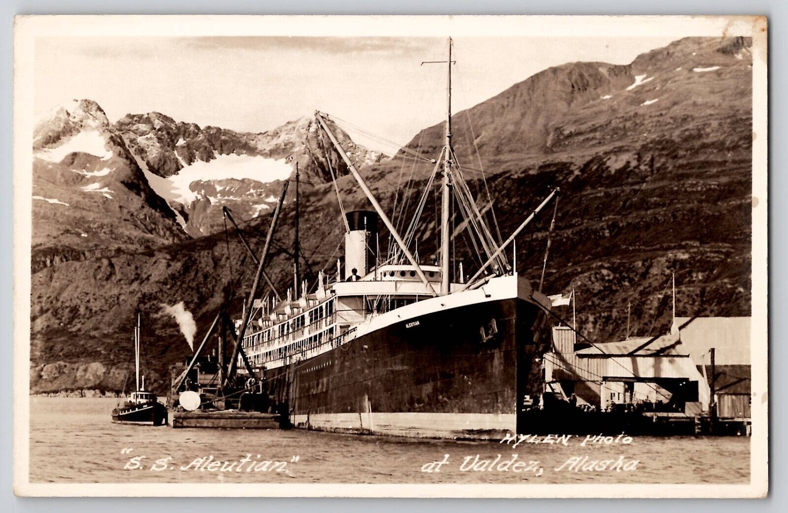 SS Aleutian Steamship Valdez AK Alaska RPPC Real Photo Postcard Hylen 1920's