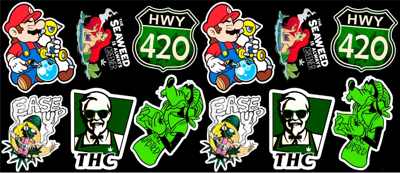 12 Marijuana Weed Cannabis Parody Vinyl Stickers