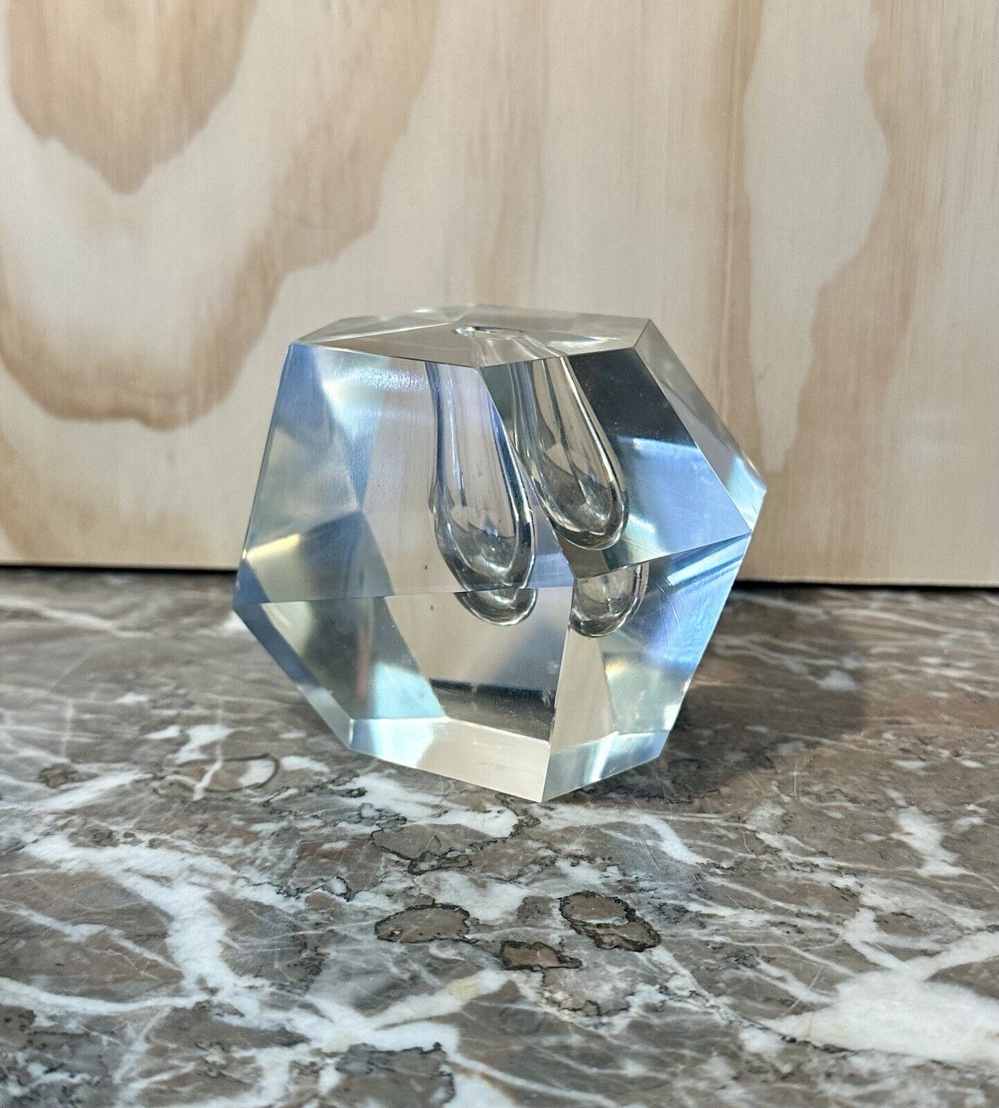 Vintage Faceted Crystal Orchid Bud Vase By Timo Sarpaneva