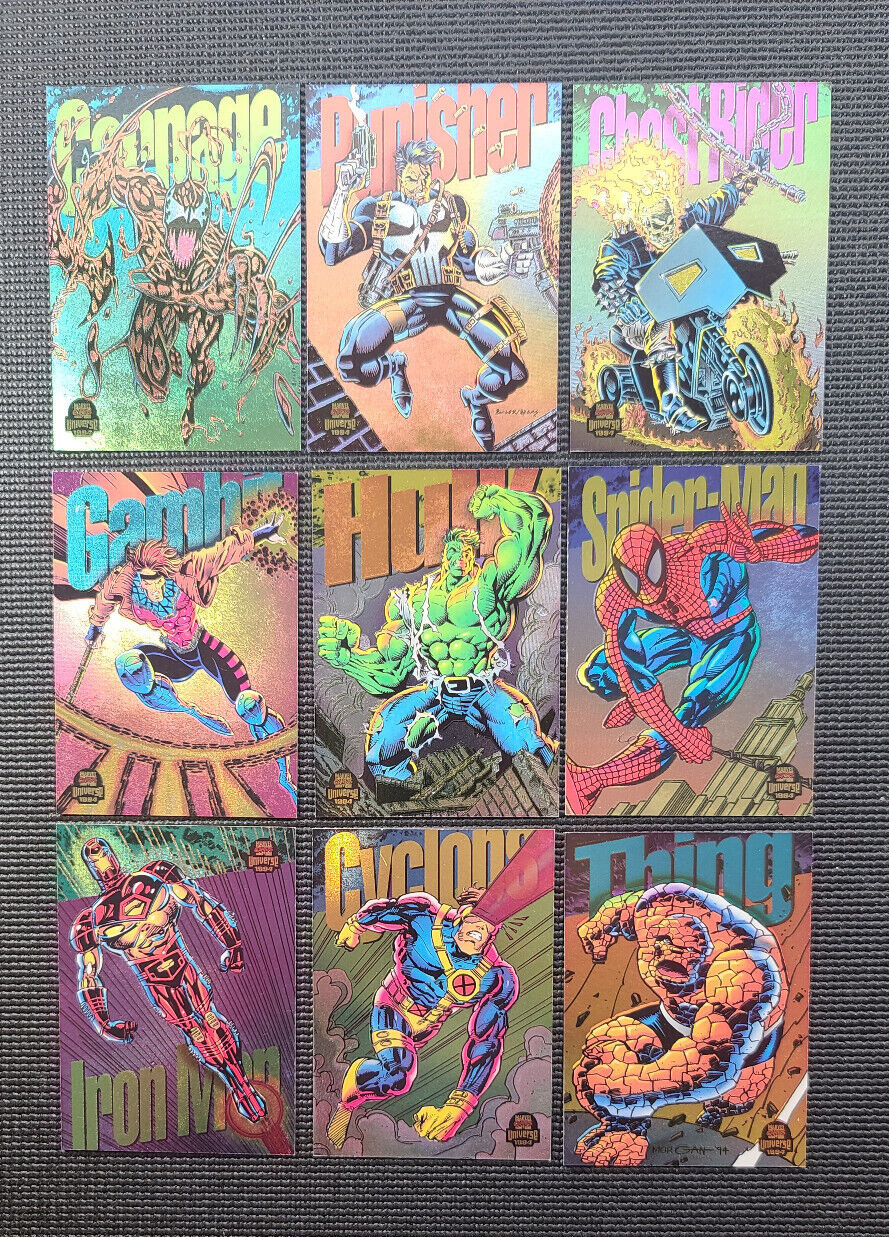 1994 Marvel Universe - Power Blast  (Rainbow) - 9 Card Complete Set