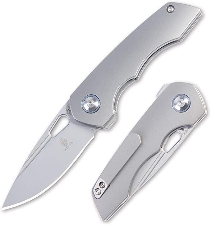 KIZER MICROLITH FLIPPER KNIFE TITANIUM HANDLE S35VN STAINLESS 2.5\