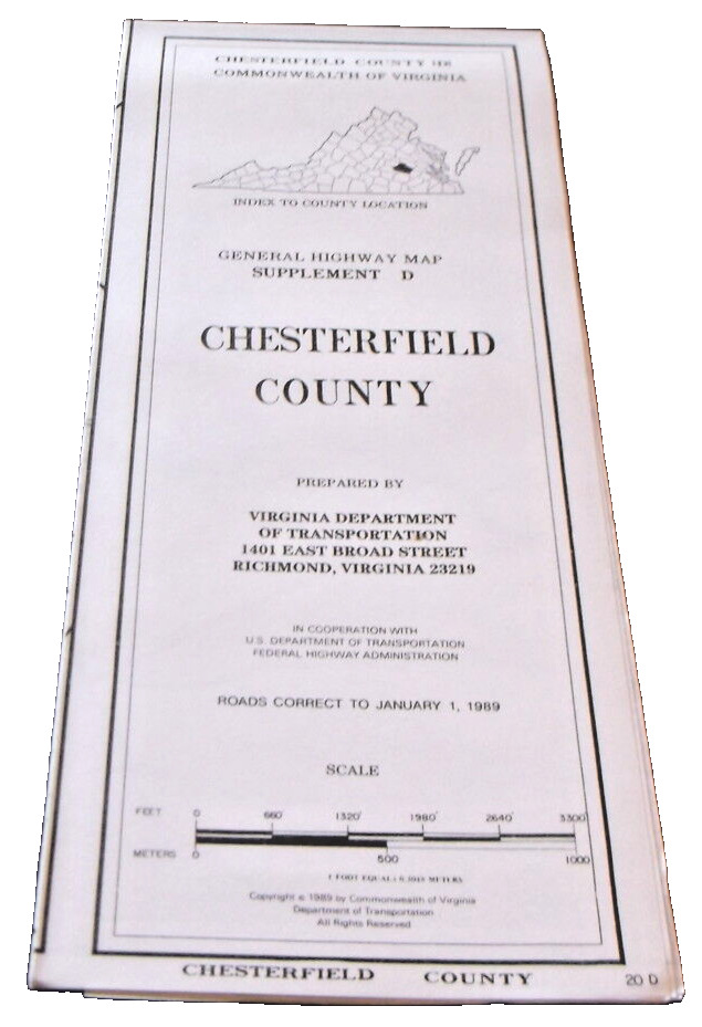 JANUARY 1989 CHESTERFIELD COUNTY VIRGINIA GENERAL HIGHWAY MAP VDOT #20-D