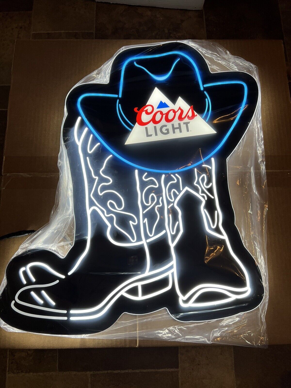 Coors Light Beer Motion Cowboy Boots Western LED Light Up Sign Toe Tapping New