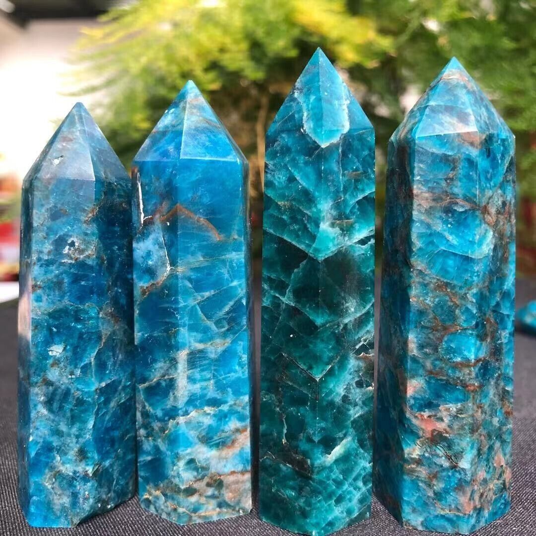 Blue Apatite Healing Crystal Tower Top Point Wand Reiki Obelisk Home Decor Gift