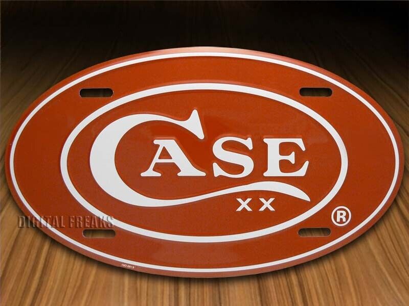 Case xx Red Oval Embossed Aluminum License Plate 52441