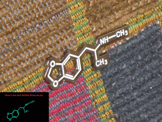 MDMA Molecule Molly Ecstasy XTC X-Tasy Glow in the Dark Raver EDM Band Hat Pin