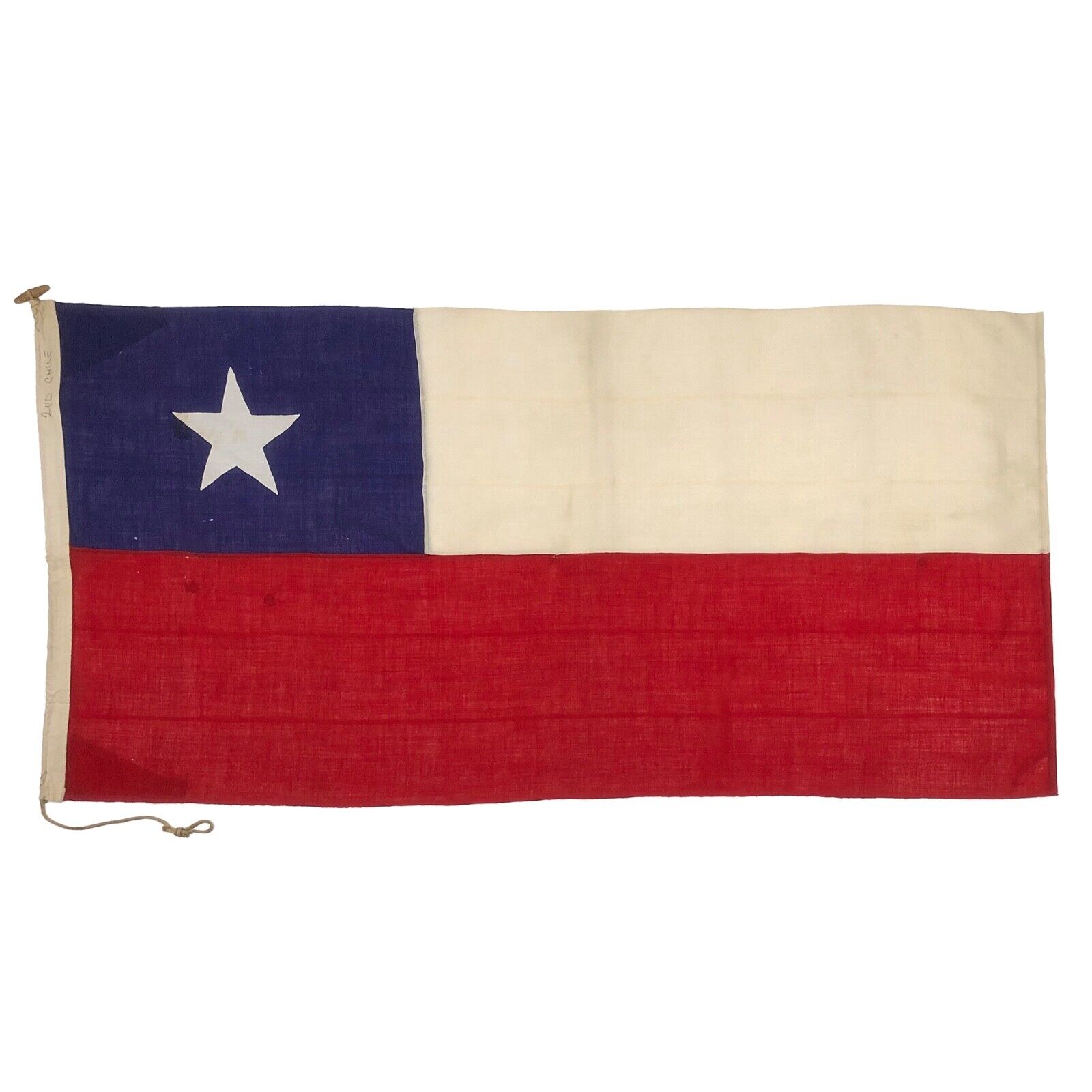 Vintage Wool Sewn Chile Flag Nautical Cloth Textile Art Antique Chilean Decor