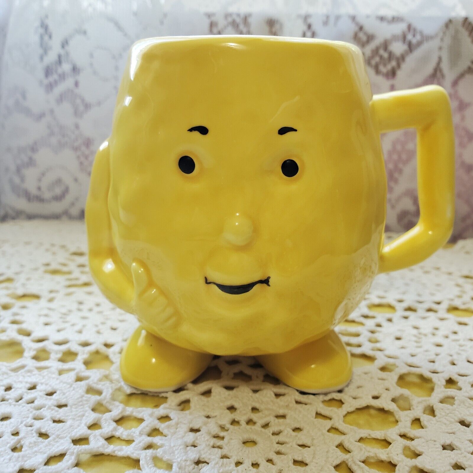 Vintage Actos HDL  Anthropomorphic Novelty java Mug tea Cup Ceramic Lemon Yellow